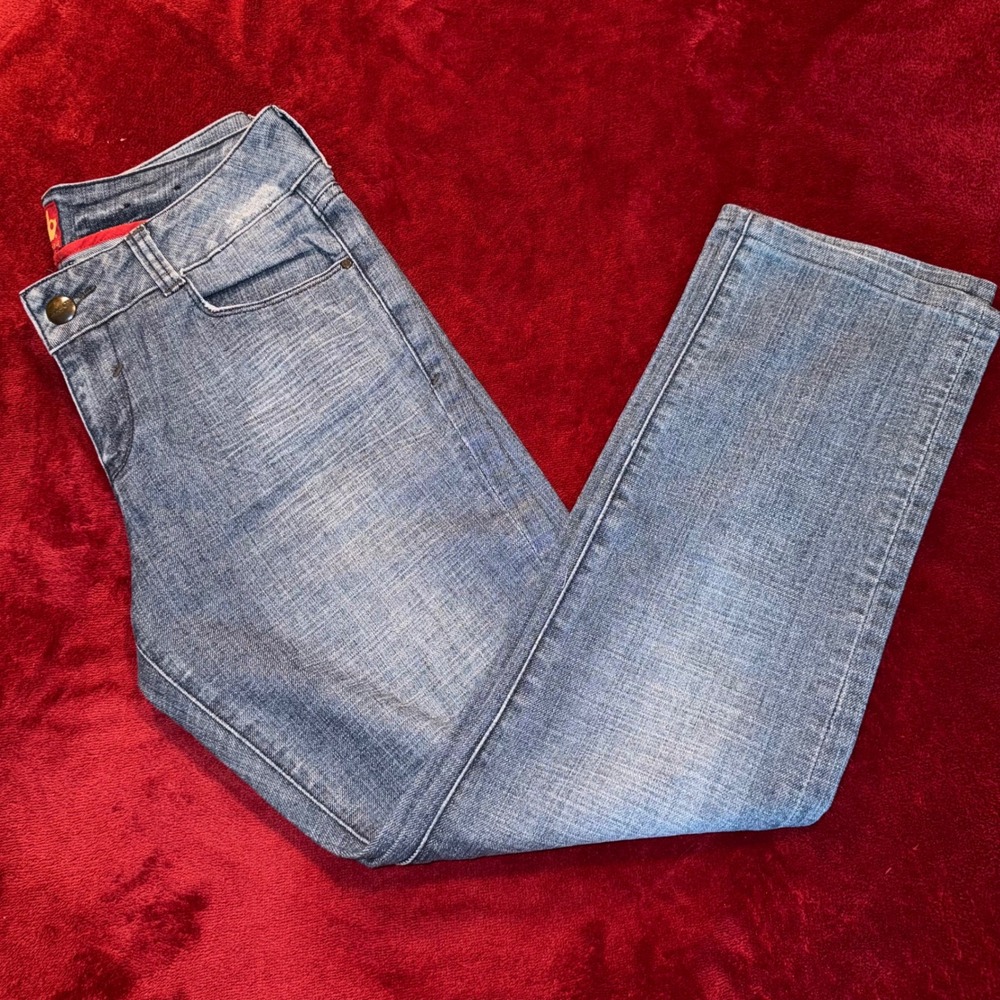 Sasson Ooh La‎ La Straight Leg Hustle Jeans Ring My Bell Wash Blue Size 4